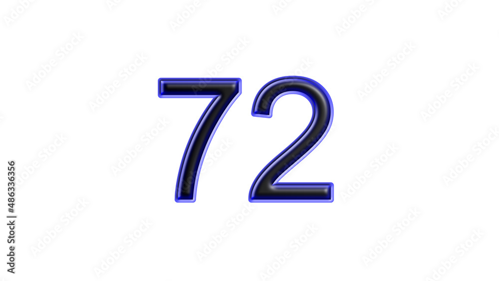blue 72 number 3d effect white background blue 72 number 3d effect white background