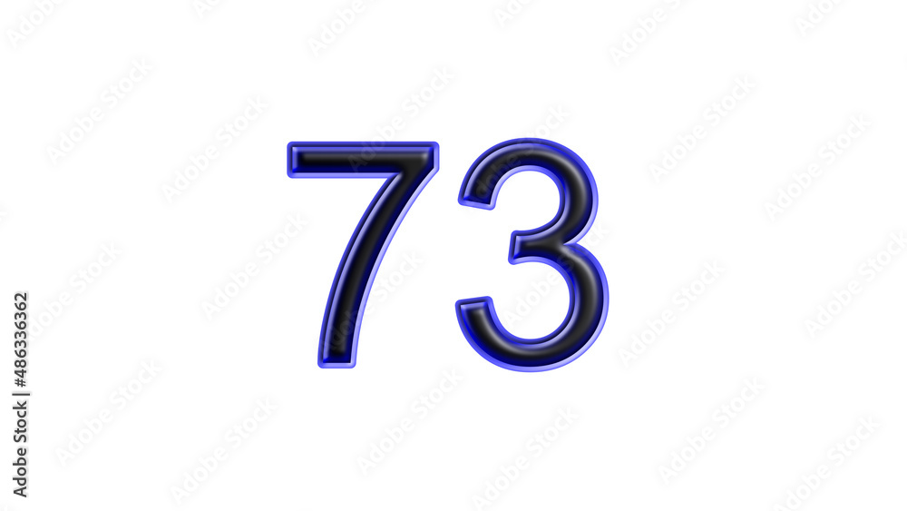 blue 73 number 3d effect white background