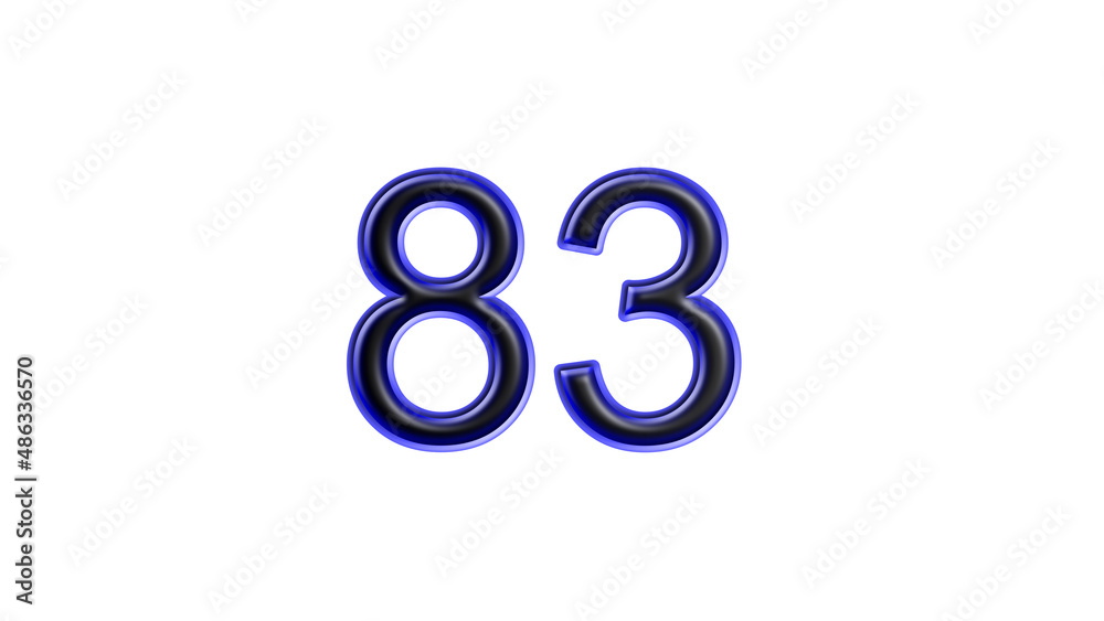 blue 83 number 3d effect white background blue 83 number 3d effect white background