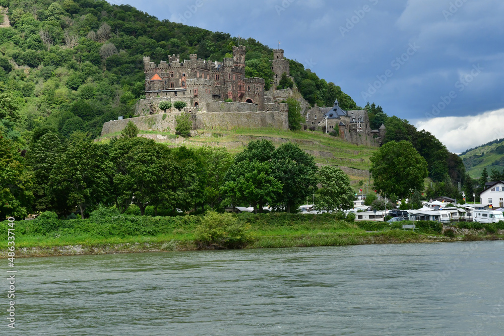 Rhine valley; Germany- august 11 2021 : valley of medieval castles
