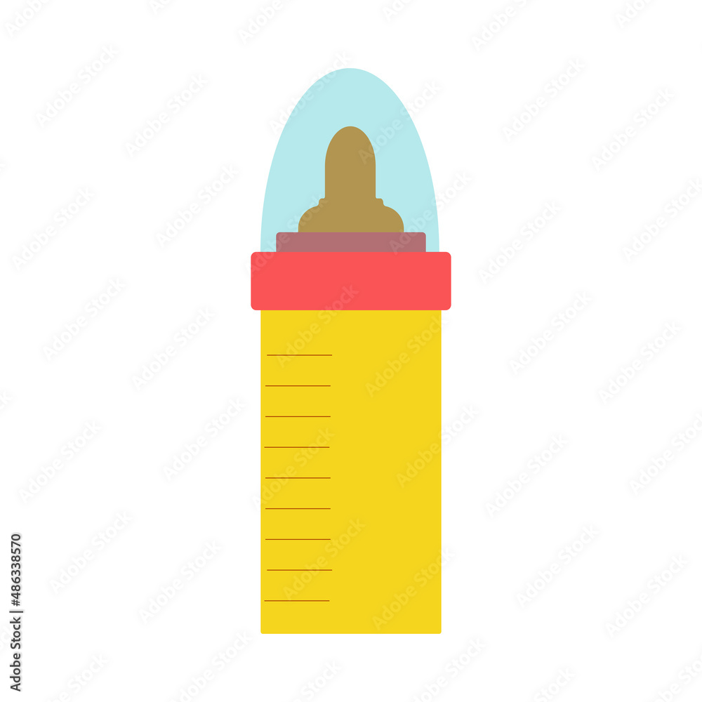 Vector illustration of a baby bottle with a nipple for feeding a toddler on a transparent background. Vector illustration of a baby bottle with a nipple for feeding a toddler on a transparent background.