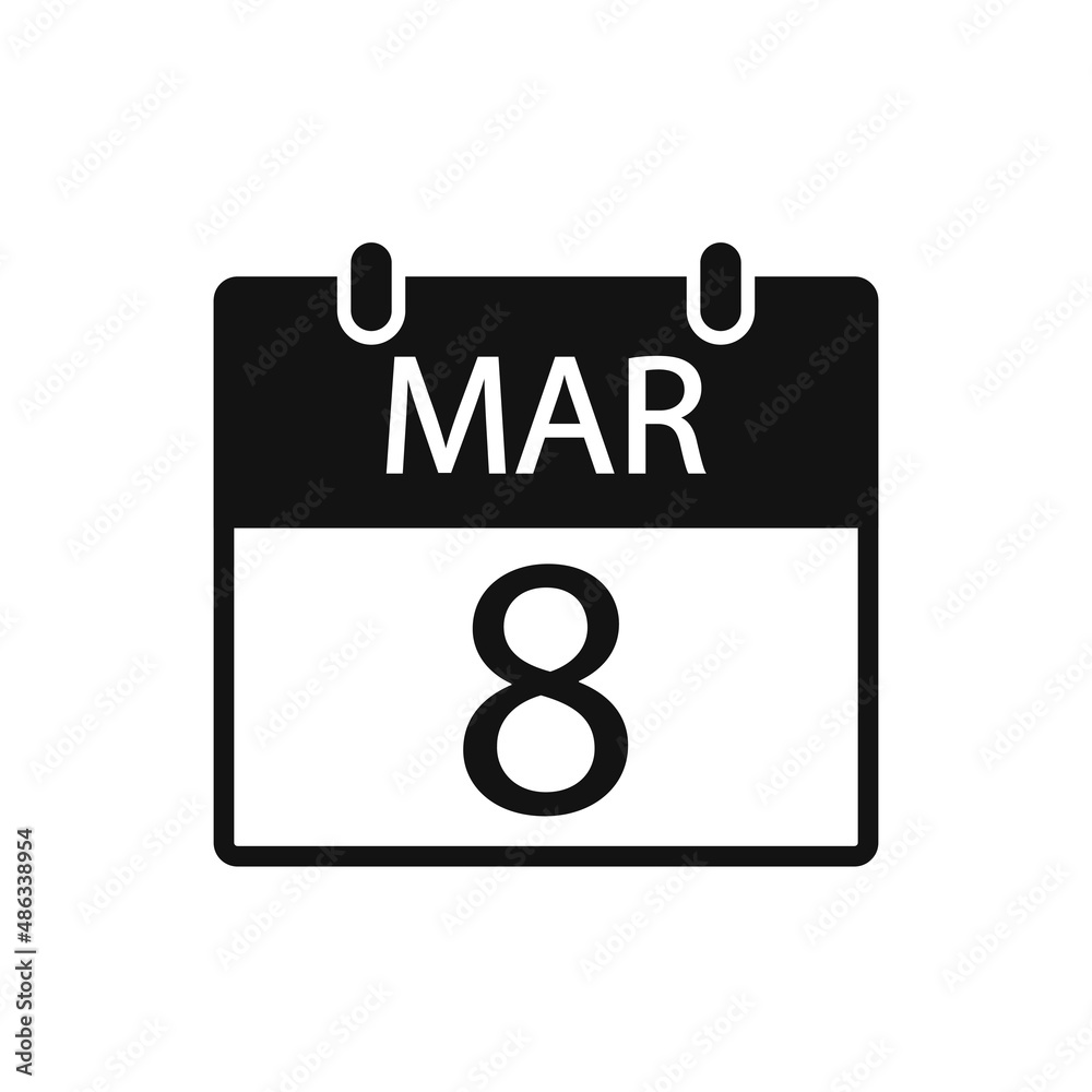 March 8, Calendar icon. Flat vector illustration. International womens day. March 8, Calendar icon. Flat vector illustration. International womens day.