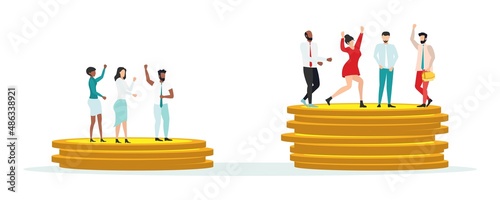 Economic inequality. gap between rich and poor. Unfair income. People are at different financial levels. Vector.