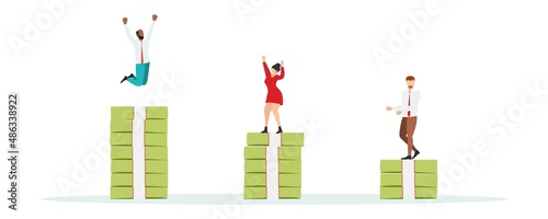 Economic inequality. gap between rich and poor. Unfair income. People are at different financial levels. Vector.