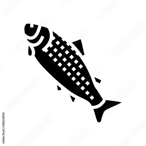 adult salmon glyph icon vector. adult salmon sign. isolated contour symbol black illustration