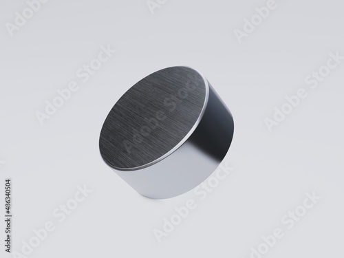 3D render Neodymium magnet cylinder shape isolated on white 3