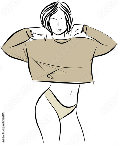 Woman underware solid icon. Lady underclothes isolated on white. T-shirt and panties glyph style design