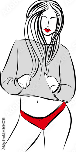 Woman underware solid icon. Lady underclothes isolated on white. T-shirt and panties glyph style design