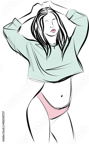 Woman underware solid icon. Lady underclothes isolated on white. T-shirt and panties glyph style design