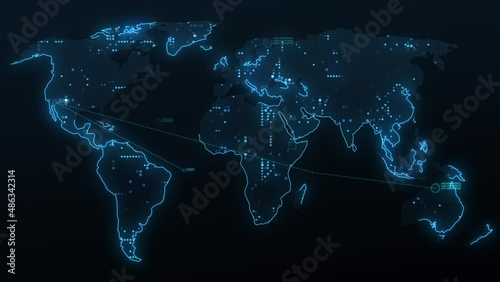 World Communication Business Technology Network – Global Data Exchange, Digital Connections, Futuristic Tech Background, Innovation Concept