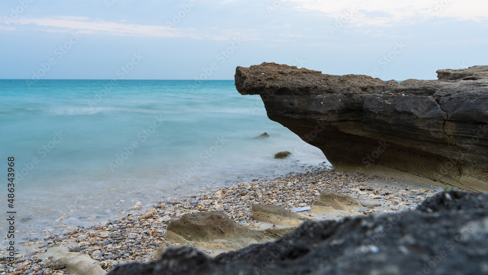 Beautiful Jebel Fuwairit Beach with pebbles in Qatar. Beautiful Jebel Fuwairit Beach with pebbles in Qatar.
