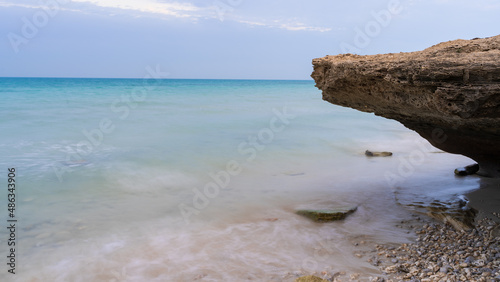 Beautiful Jebel Fuwairit Beach with pebbles in Qatar. photo