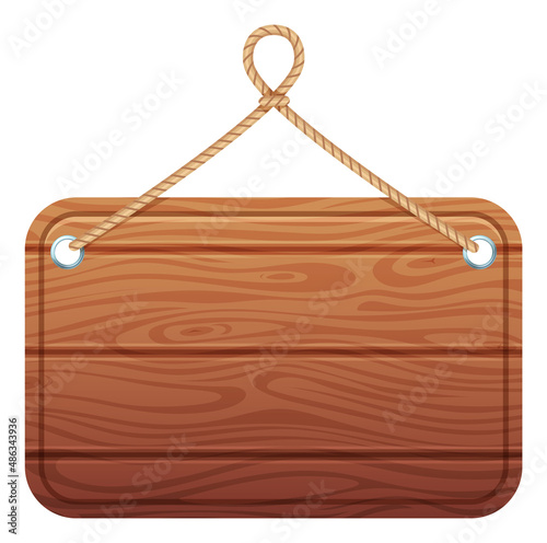 Wooden signboard with rope. Western style blank template