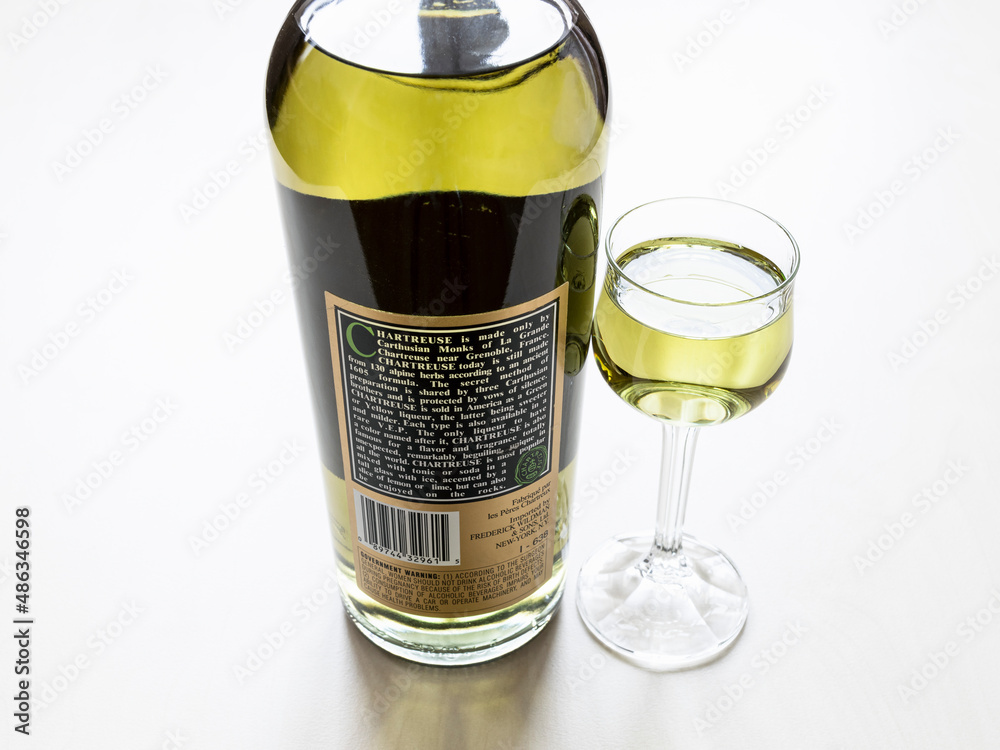 Moscow, Russia February 3, 2022 back side of bottle of green