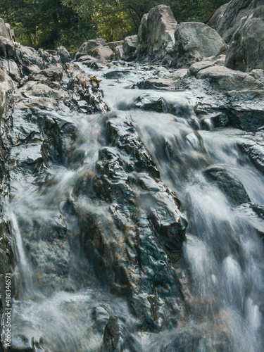 A mountain stream among the rocks of the Bieszczady Mountains