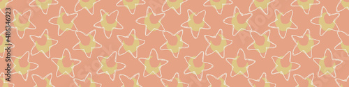 Gender neutral sleepy star and moon seamless vector background. Simple whimsical romantic 2 tone pattern banner. Kids nursery wallpaper or scandi band.