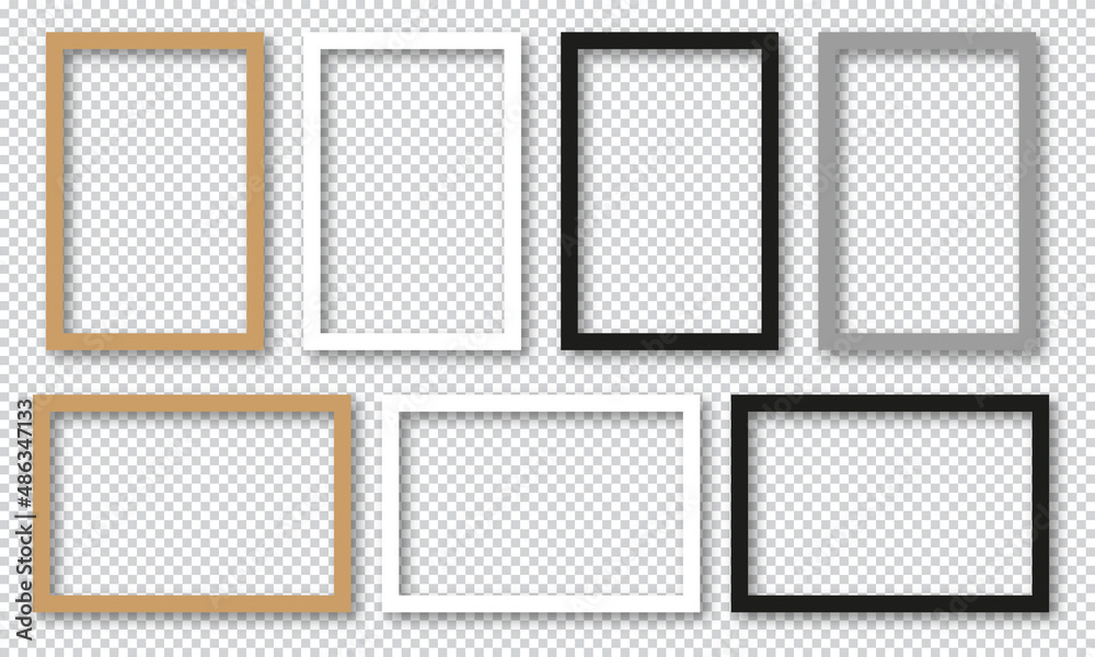 Set of empty picture frames. Blank picture frames mockup template for square and A4 image or text
