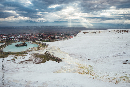 Obraz na płótnie Pamukkale travertine terraces during winter. w salonie