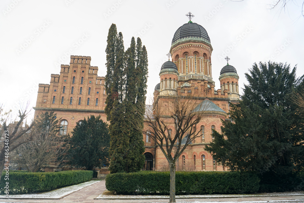Fototapeta premium Orthodox Church of Three Saints on the territory of Chernivtsi National University in Chernivtsi, Ukraine