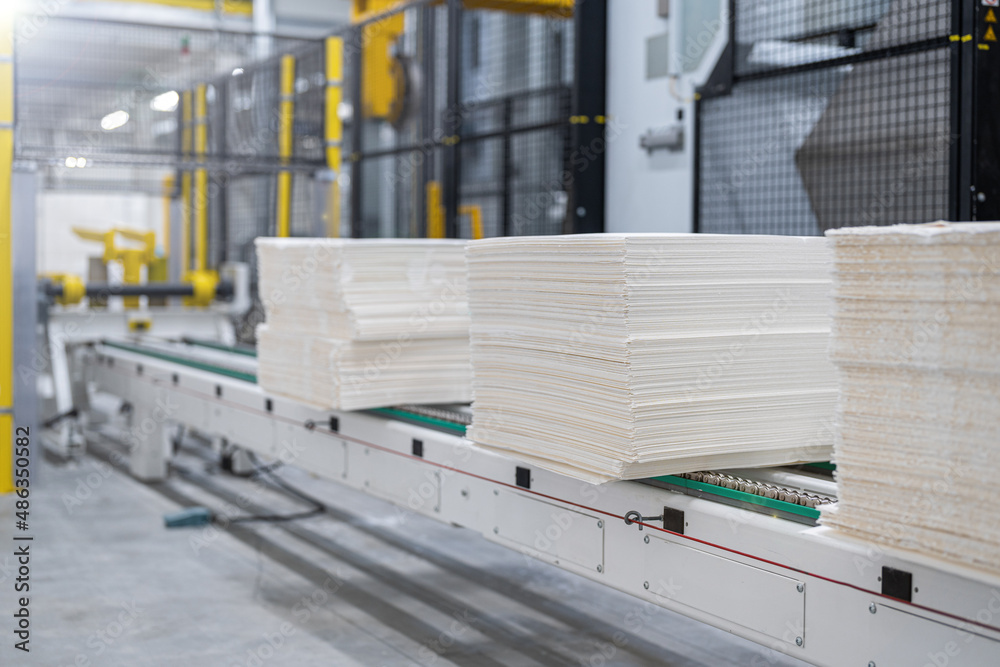 Paper production - paper pile - semi-finished product - production line - industry