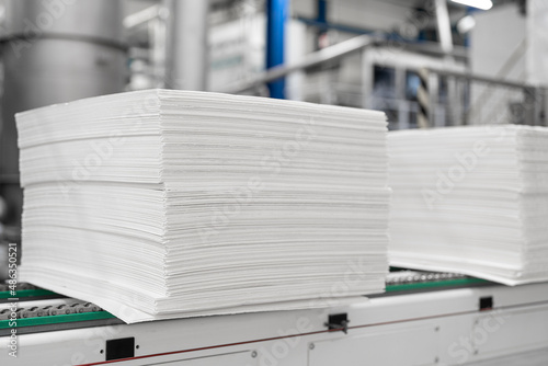 Paper production - paper pile - semi-finished product - production line - industry 