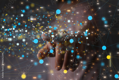 network holding in hand 3d ...