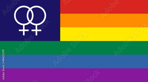 Lesbian pride variant of the gay pride flag with the double-Venus symbol