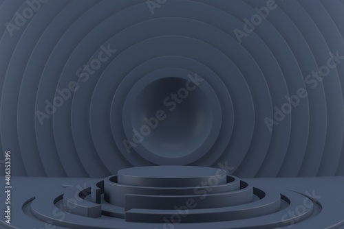 Abstract blue color background, minimalist mockup for podium,modern stage, display or showcase, 3d rendering. 