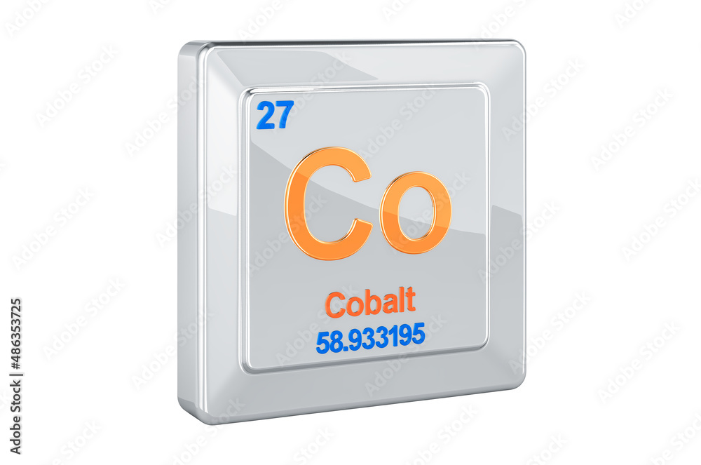 Cobalt Co, chemical element sign. 3D rendering Cobalt Co, chemical element sign. 3D rendering