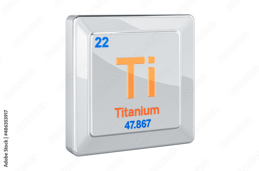 Titanium Ti, chemical element sign. 3D rendering Titanium Ti, chemical element sign. 3D rendering