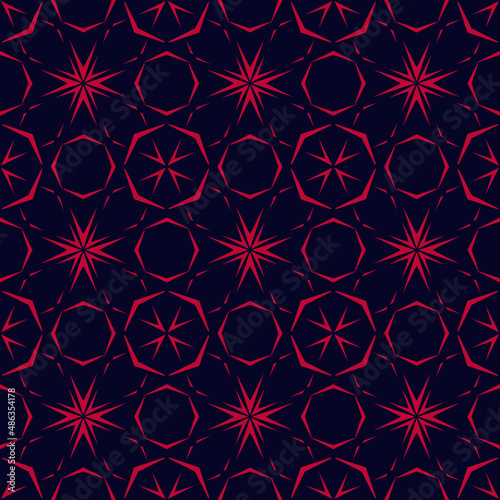 Geo abstract seamless pattern. Vector geometric texture, elegant floral lattice, mesh, lines, diamonds, flower silhouettes. Retro vintage style background. Ornate black and red repeat ornament