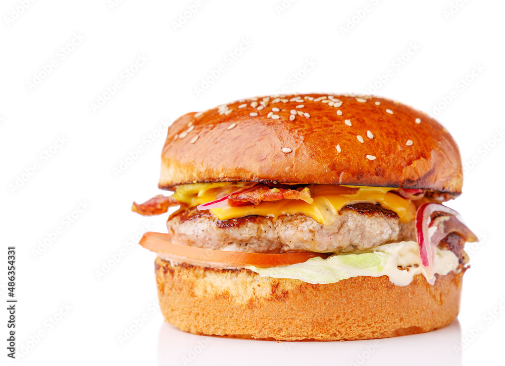 fresh hamburger with beef patty on white background for menu1 fresh hamburger with beef patty on white background for menu1