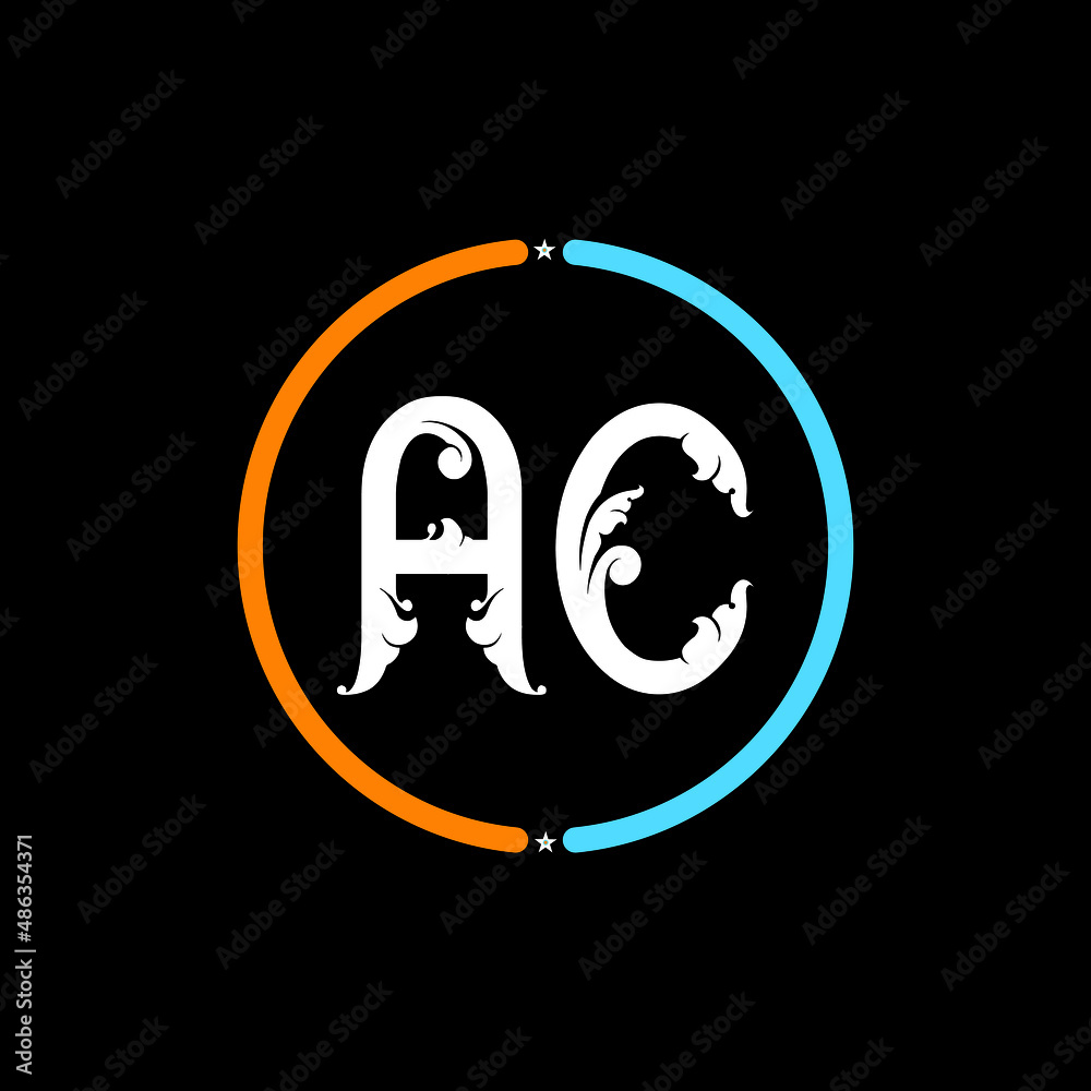 AC, Letter Logo Template Vector Design. black background. C A circle logo design vector. AC, Letter Logo Template Vector Design. black background. C A circle logo design vector.
