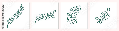 One line tropical palm tree leaves. Modern single line art leaf drawing, plants outline contour isolated. Perfect for home decor posters, wall art or print, label, logo. Vector illustration