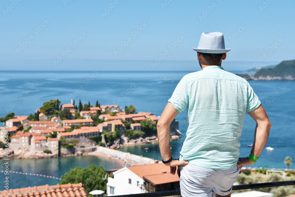 Man standing on the cost in the Montenegro