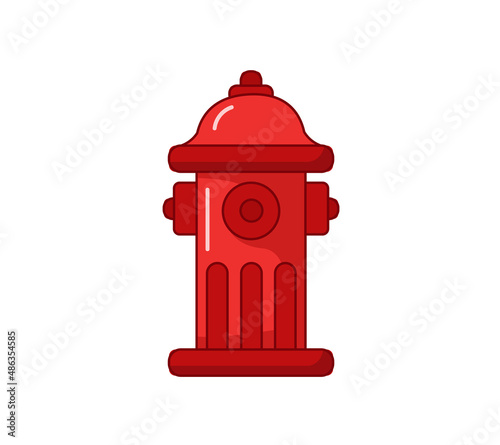 Red fire hydrant. Vector illustration in cartoon childish style. Isolated funny clipart on white background. cute print.