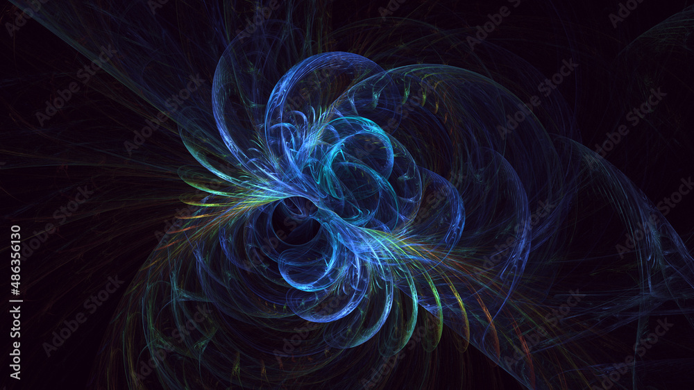 Fototapeta premium 3D rendering abstract blue fractal light background