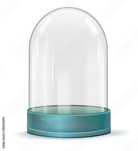 Empty glass dome mockup. Realistic display cover