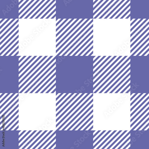 Color of year 2022 very peri seamless plaid pattern, vector illustration. Tartan.