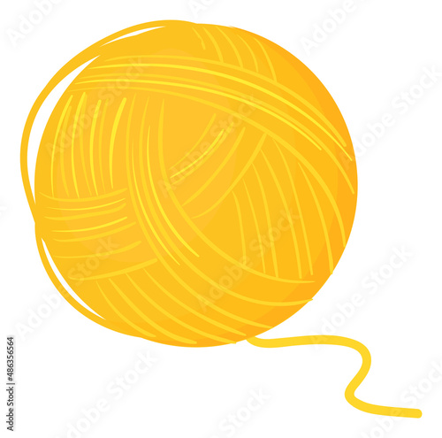 Yarn ball icon. Yellow wool thread for knitting