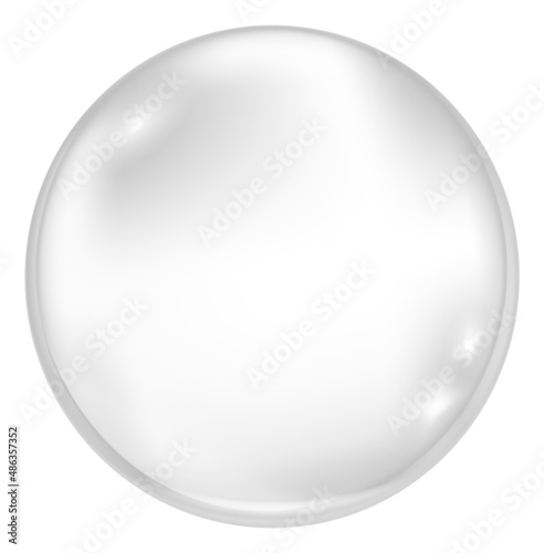 Realistic glass ball. Transparent shiny reflective sphere