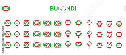 Large collection of Burundi flags of various shapes and effects.