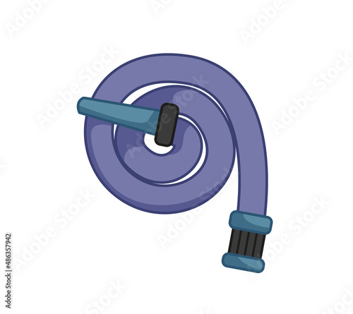 Cartoon hose of a firefighter for extinguishing a fire with an outline. Vector illustration in cartoon childish style. Isolated clipart on white background. Cute hose print.