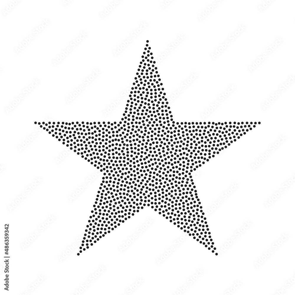 Star shape with dotted texture. Black star icon on white background. Vector illustration Star shape with dotted texture. Black star icon on white background. Vector illustration