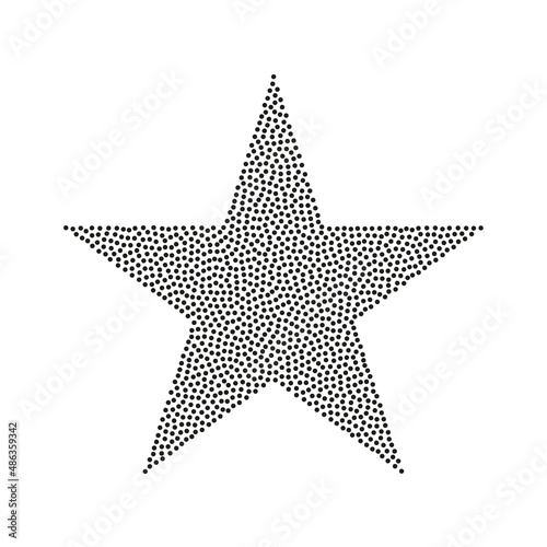 Star shape with dotted texture. Black star icon on white background. Vector illustration