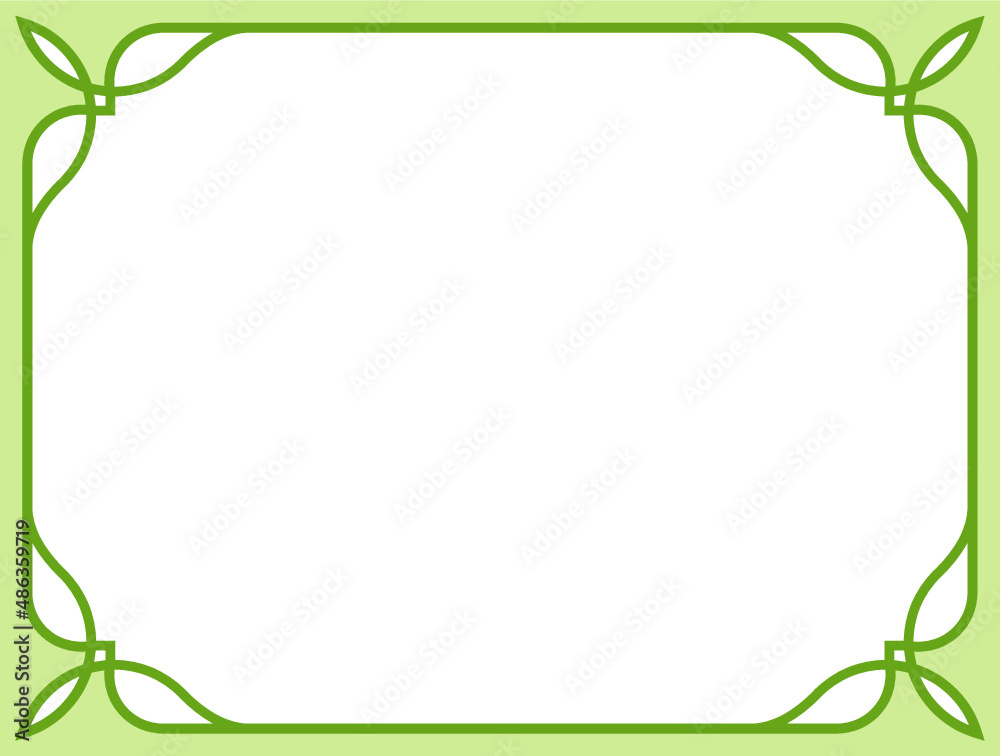Green border frame board. Vector background. Simple rectangular