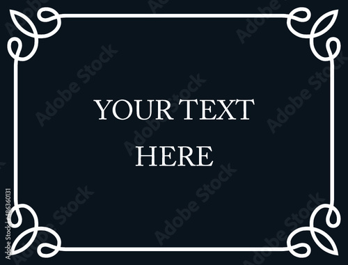 Black border frame board. Vector simple rectangular billboard, plaque, signboard or label 