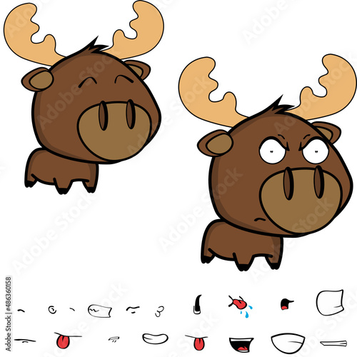 little moose kawaii cartoon expressions collection set illustration in vector format