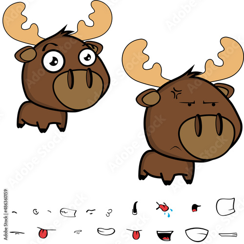 little moose kawaii cartoon expressions collection set illustration in vector format