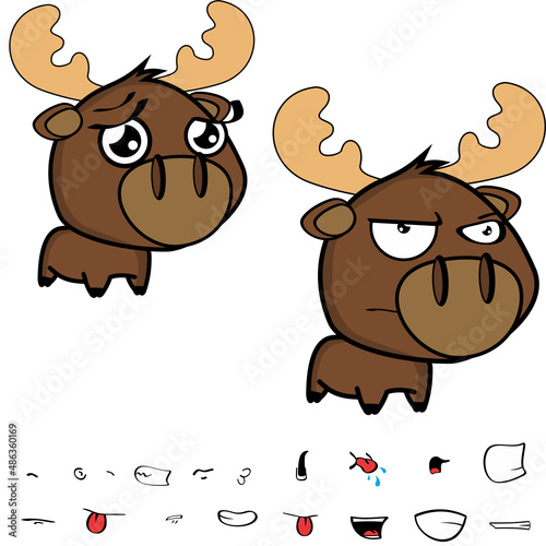 little moose kawaii cartoon expressions collection set illustration in vector format